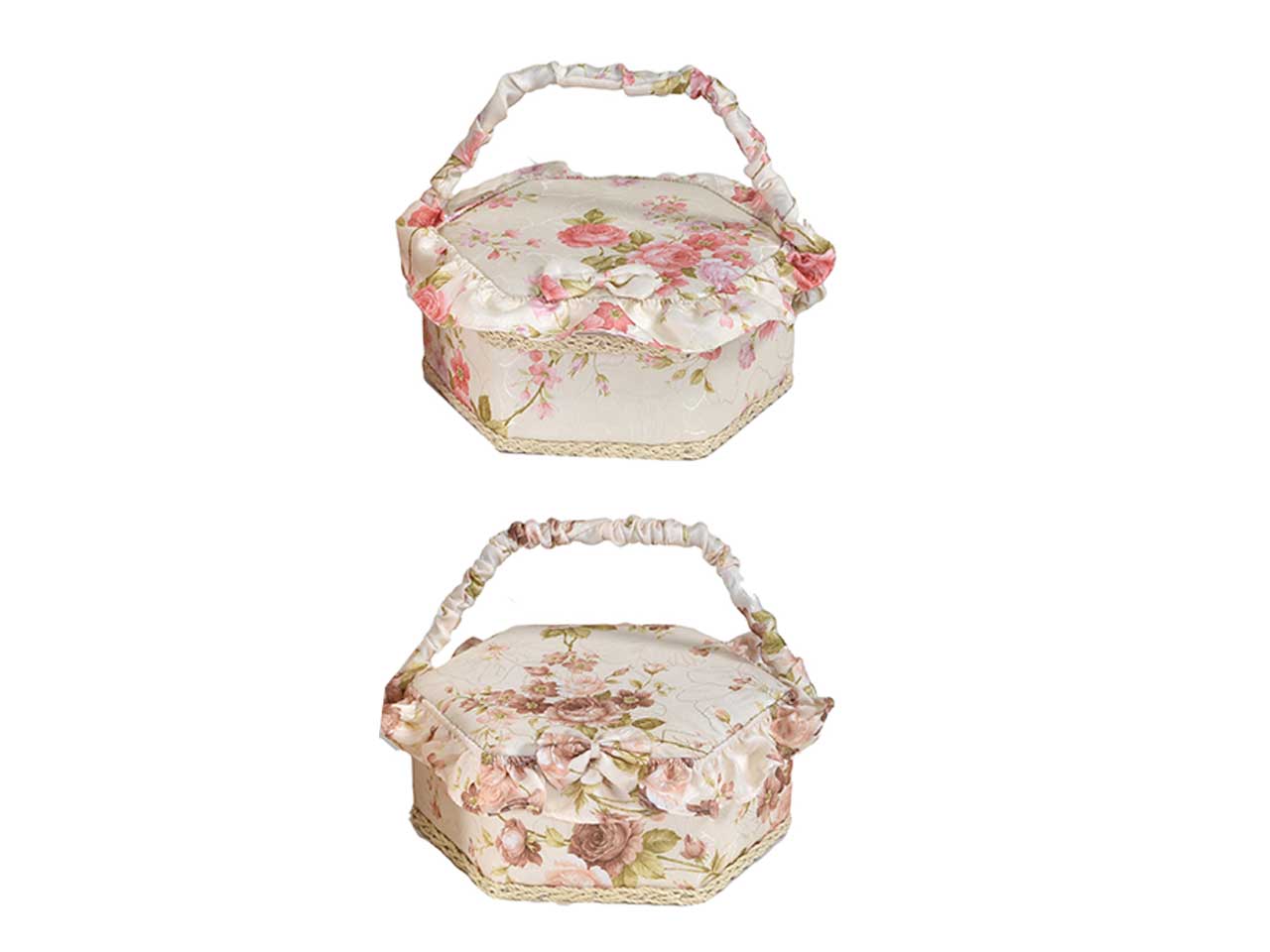 Portalavoro in tessuto esagonale con decoro floreale