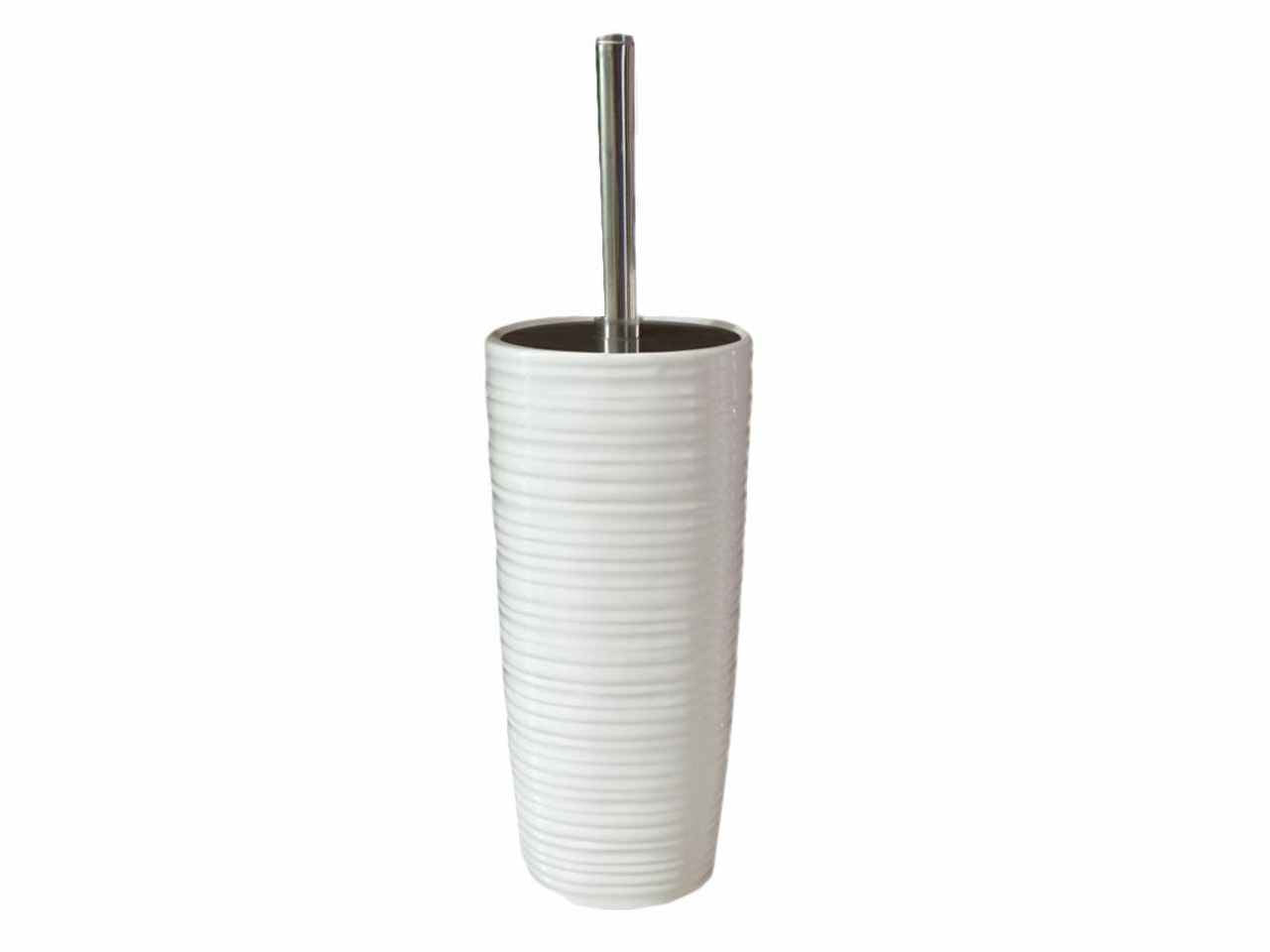 Portascopino in ceramica bianco righe quadro cm10x10h24/34