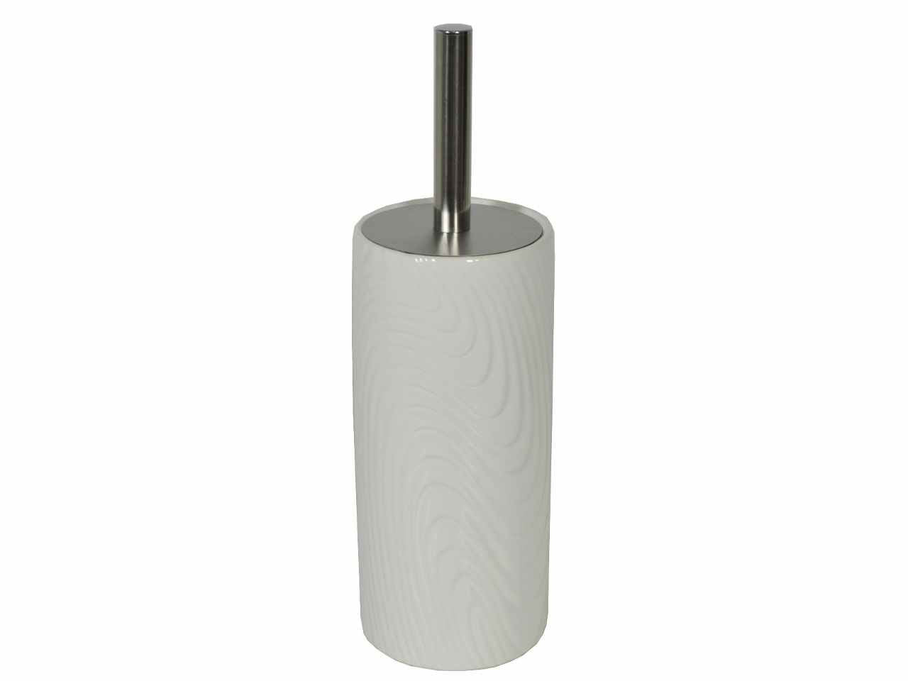Portascopino in ceramica bianco linee tondo cm10h24/34