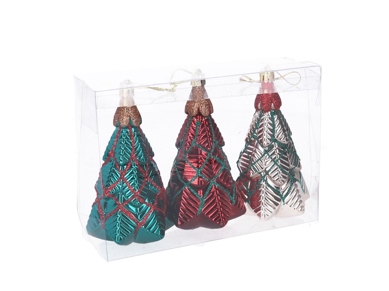 Pendenti natalizi a forma di albero di natale misura 16x6xh.12,5 - la confezione comprende 3 alberi