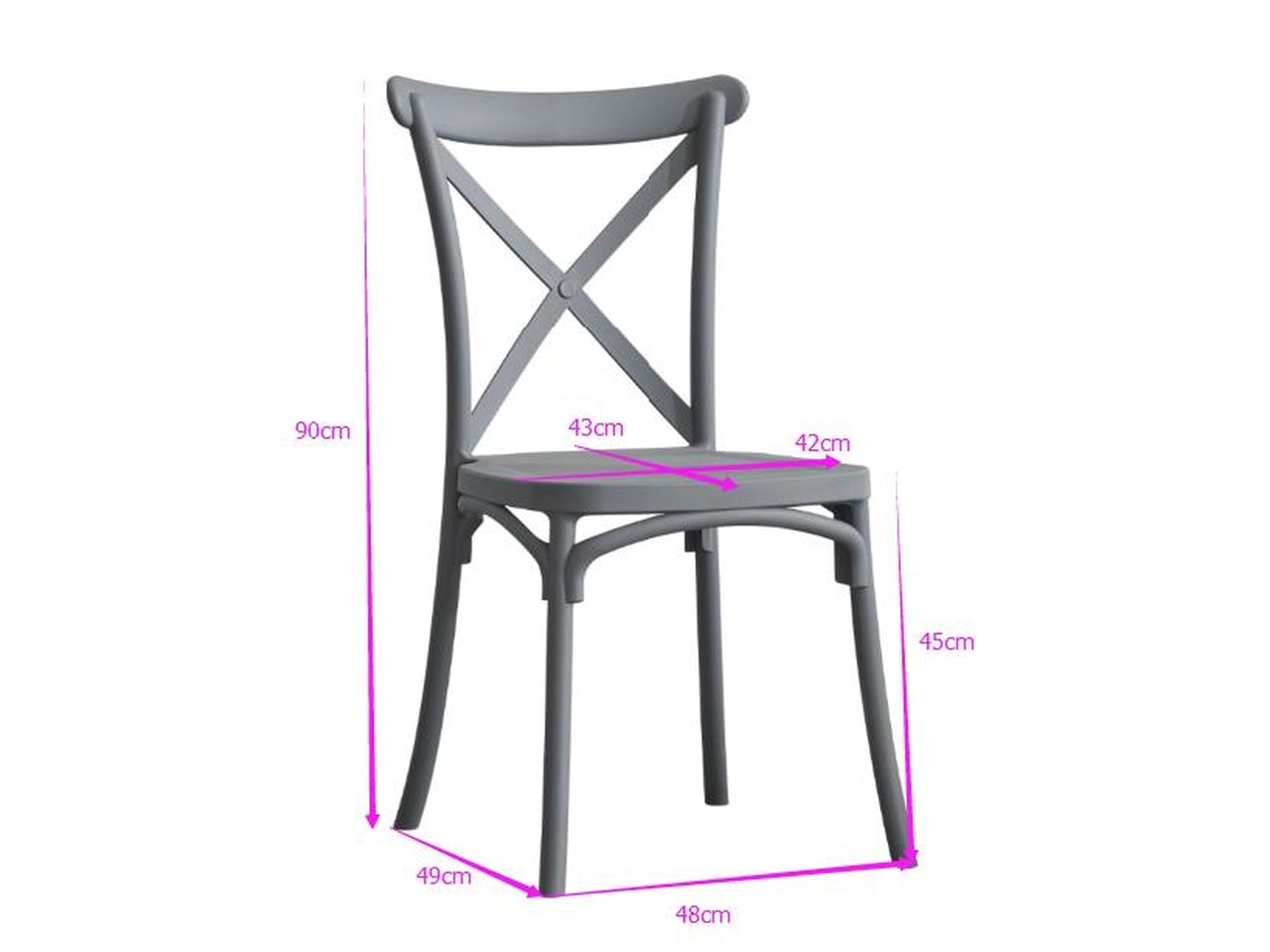 Sedia polipropilene cross bianco 47x51xh.45,5/90cm