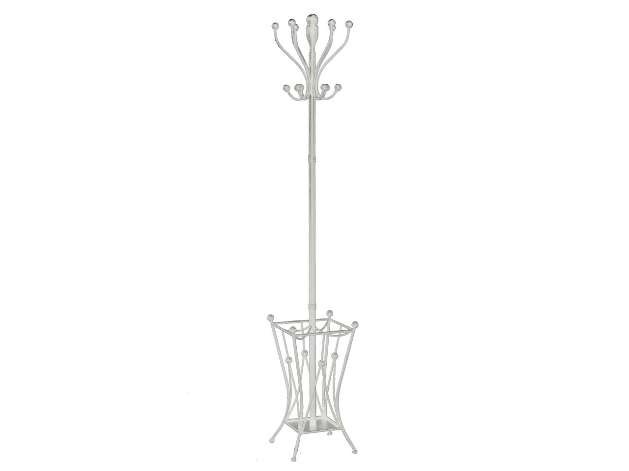 Attaccapanni a stelo in metallo colore bianco con portaombrelli quadro cm30x30xh184