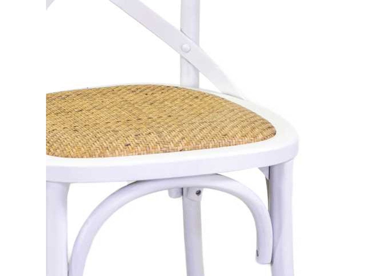 Sedia in legno di betulla bianca, stile shabby chic,  bistrot con seduta impagliata, impilabile - 50x50x88 cm - Vacchetti