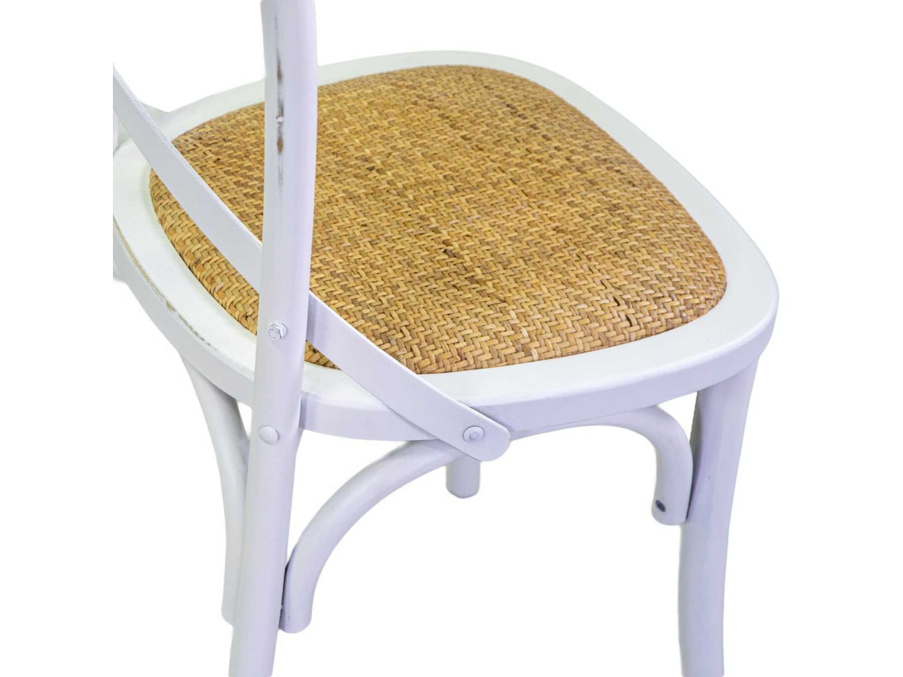 Sedia in legno di betulla bianca, stile shabby chic,  bistrot con seduta impagliata, impilabile - 50x50x88 cm - Vacchetti
