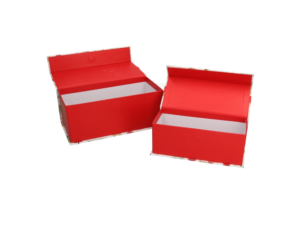 Scatola regalo natalizia in cartone rosso e bianco 20x9x8 cm/24x12x10 cm, set da 2 pezzi - Vacchetti