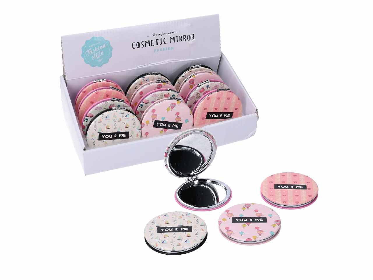 Specchio borsetta ecopelle you & me assortiti cm7,2x1