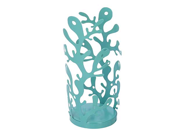 Portabicchieri metallo azzurro tondo d.8xh.20cm