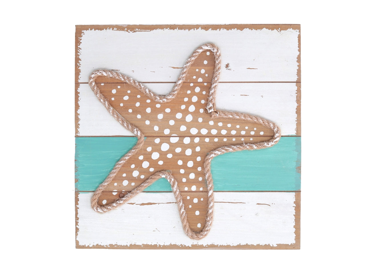Quadro in legno stile marinaro con stella marina - 30x30x2,5 cm - Vacchetti