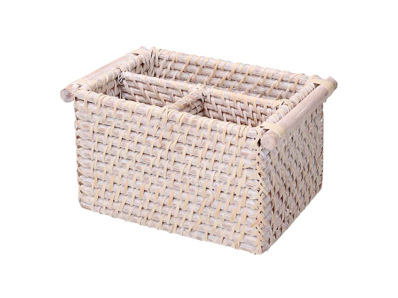 Porta tutto rattan 3porta bianco 20x15h12,5cm1726220000