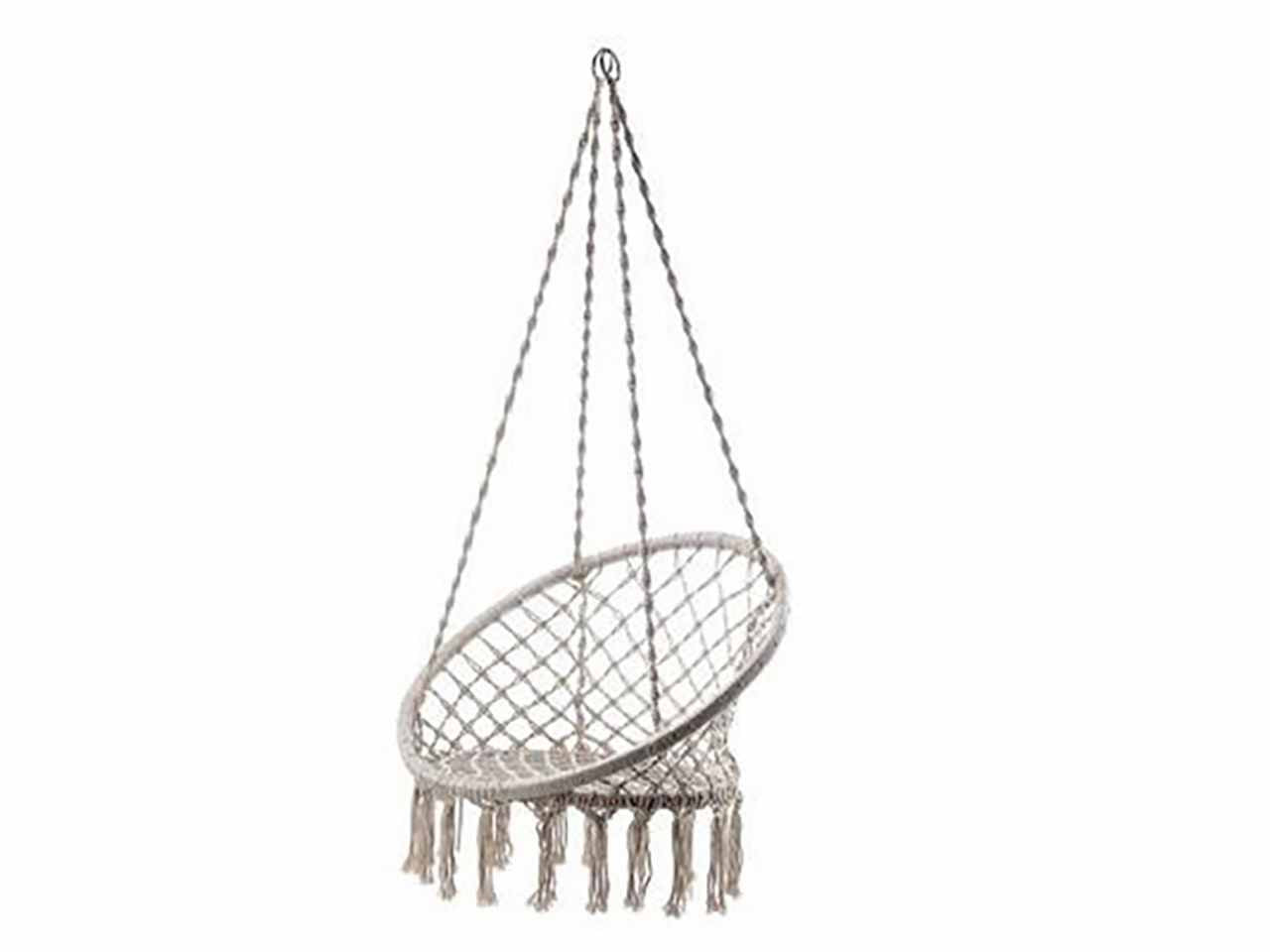 Sedia a dondolo con tessuto ecrù a sospensione d.60x80xh.45cm