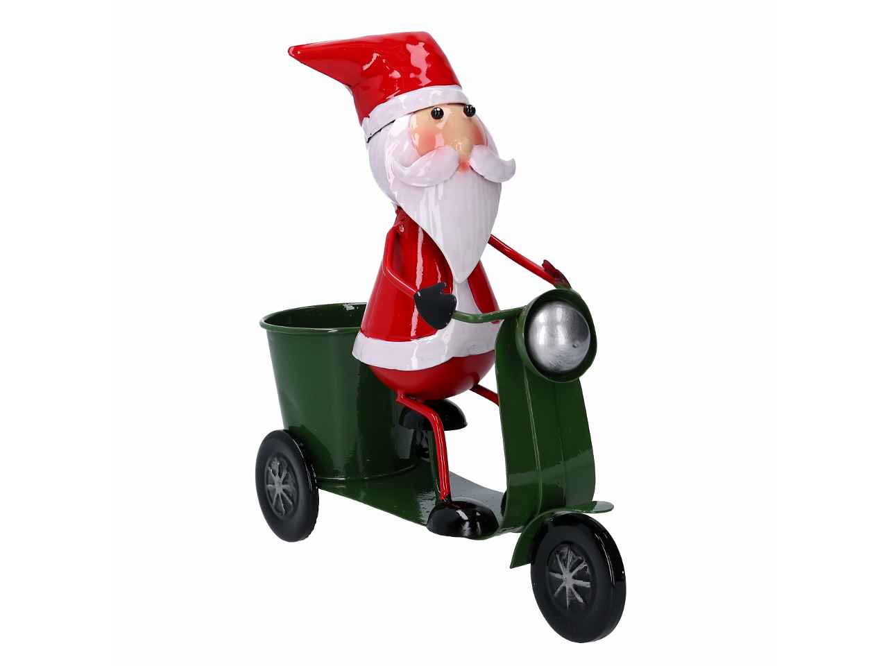 Portavaso metallo motocicletta babbo nat ale verde cm22,5x9x21,5