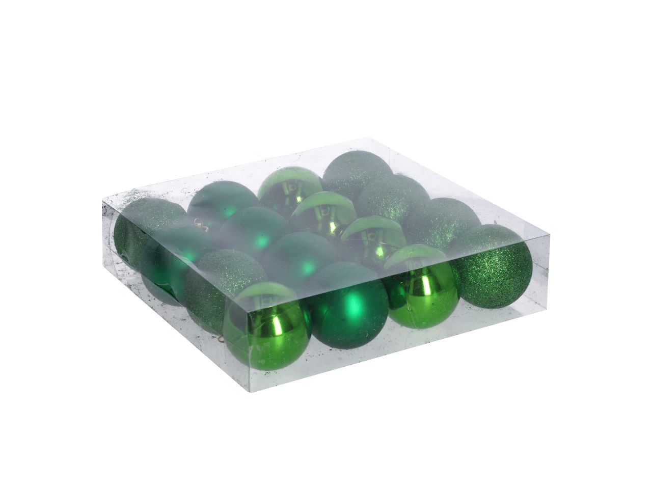 Palle di natale in plastica colore verde misura d.6cm - la confezione comprende 16 palle di natale