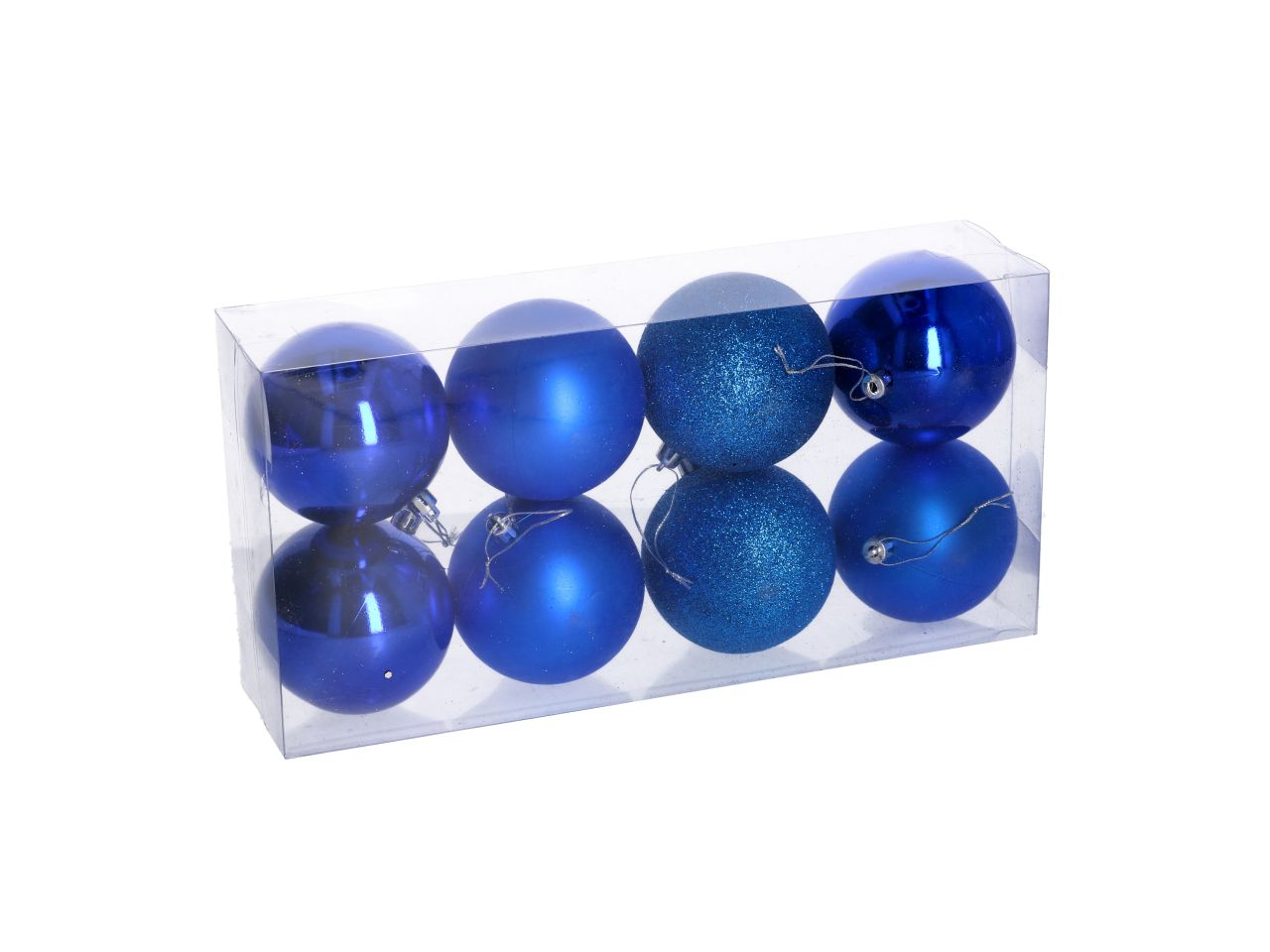Palle di natale in plastica colore blu misura d.8cm - la confezione comprende 8 palle di natale
