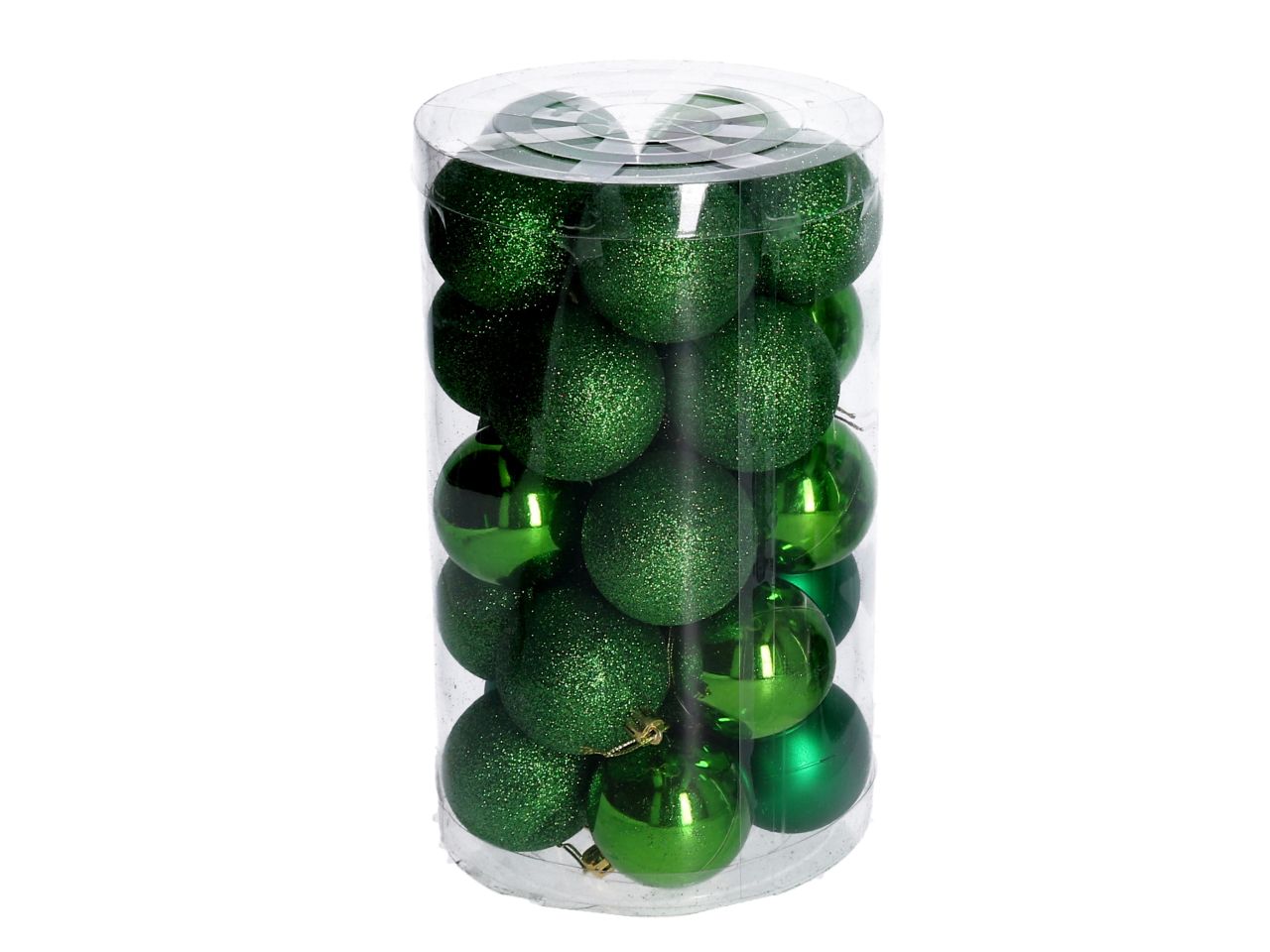 Palle di natale in plastica colore verde misura d.6cm - la confezione comprende 25 palle di natale