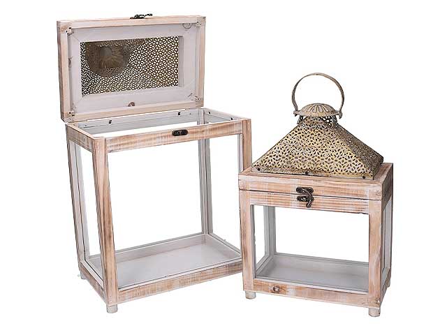 Lanterna 2 pezzi nat.28x18xh47cm 3725500000
