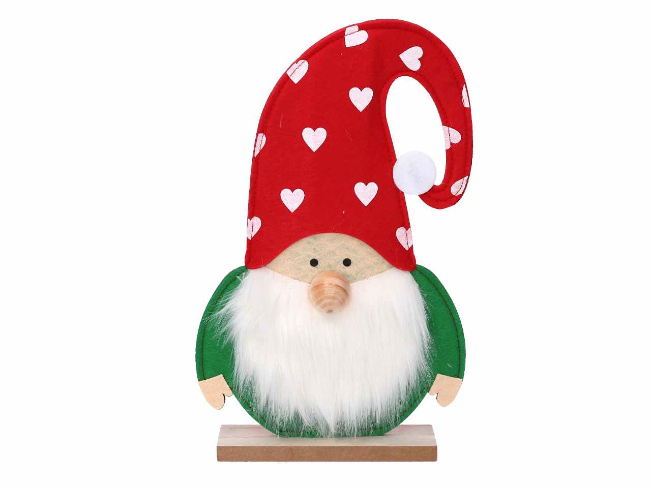 Babbo natale legno verde con cappello ro sso cm28,5x5x46