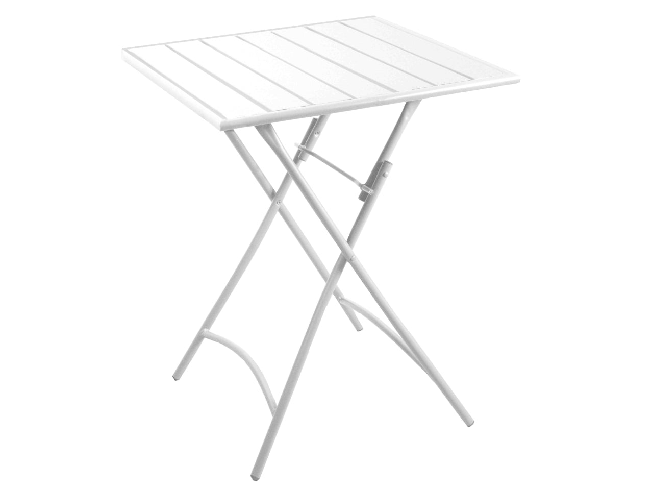 Tavolino quadrato richiudibile in metallo, bianco, moderno - l.60cm w.60cm h.72cm - Vacchetti