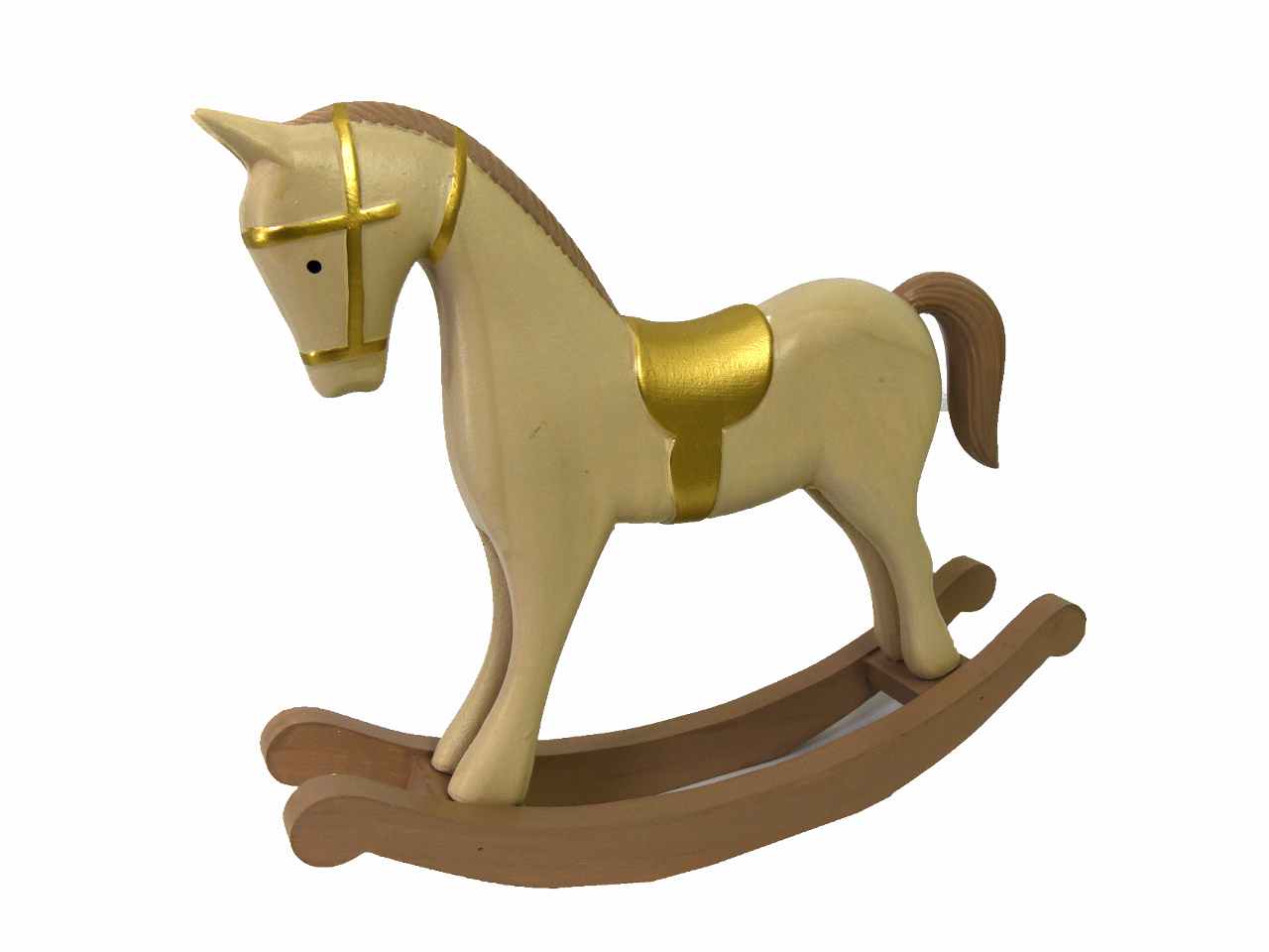 Cavallo a dondolo legno oro beige cm37x8x32