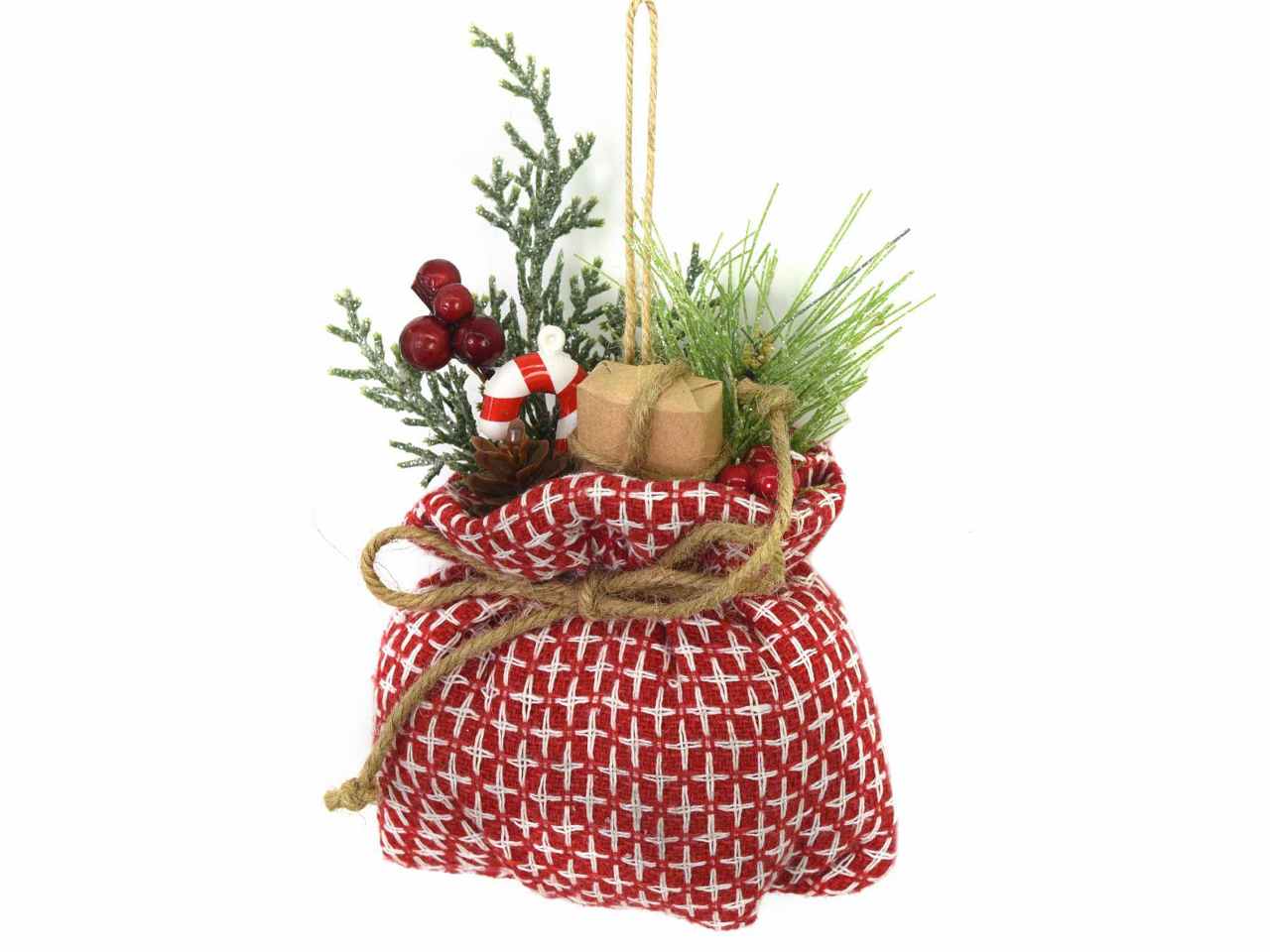 Pacco regalo tessuto rosso cm11x5x15