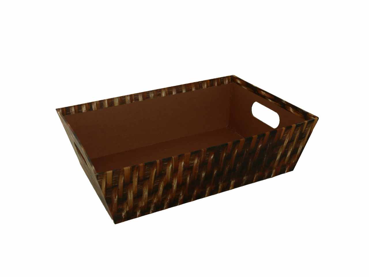 Cesta cartone effetto legno noce rettangolare cm31x22h9