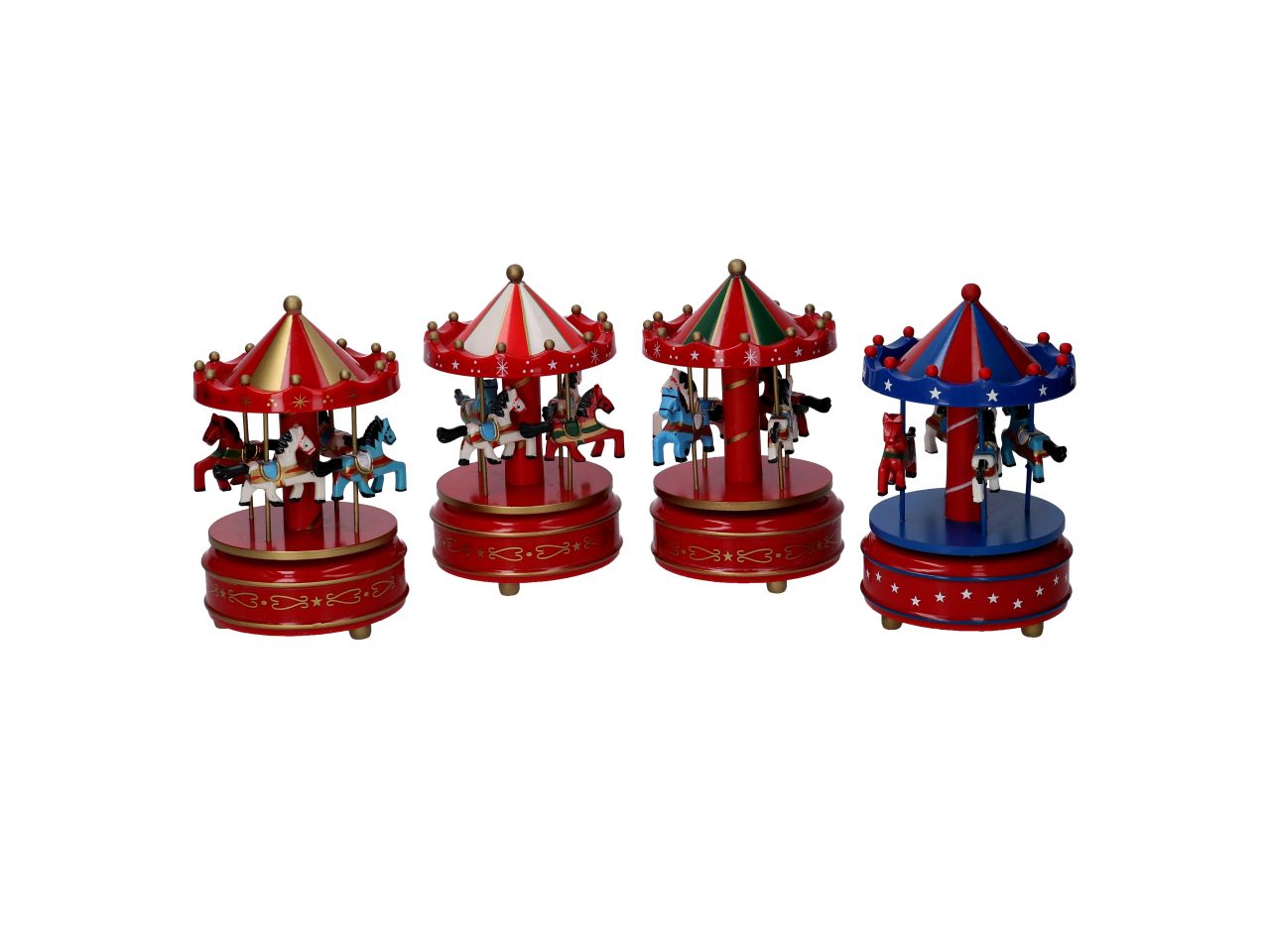 Carillon in legno con cavalli in 4 assortimenti misura d.10xh.18cm