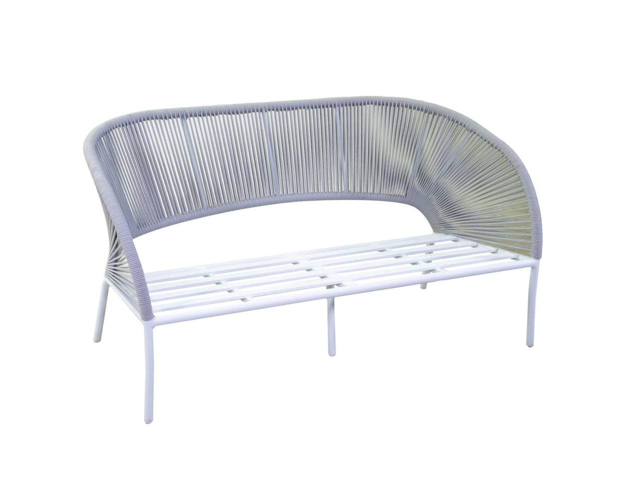 Set da giardino in alluminio bianco, moderno con cuscini grigio antracite - 2 poltrone + divano 2 posti + tavolino vetro - Vacchetti