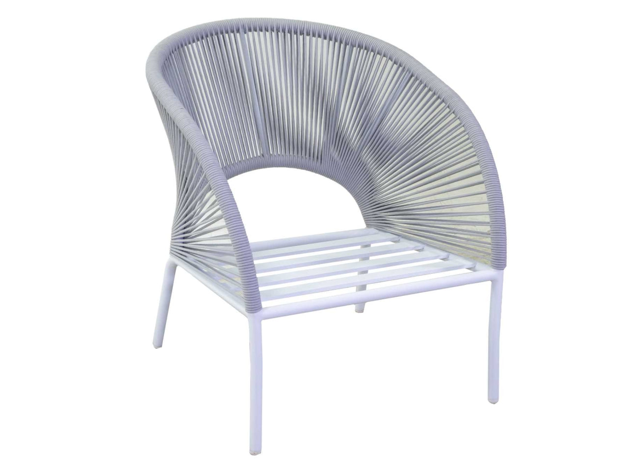 Set da giardino in alluminio bianco, moderno con cuscini grigio antracite - 2 poltrone + divano 2 posti + tavolino vetro - Vacchetti
