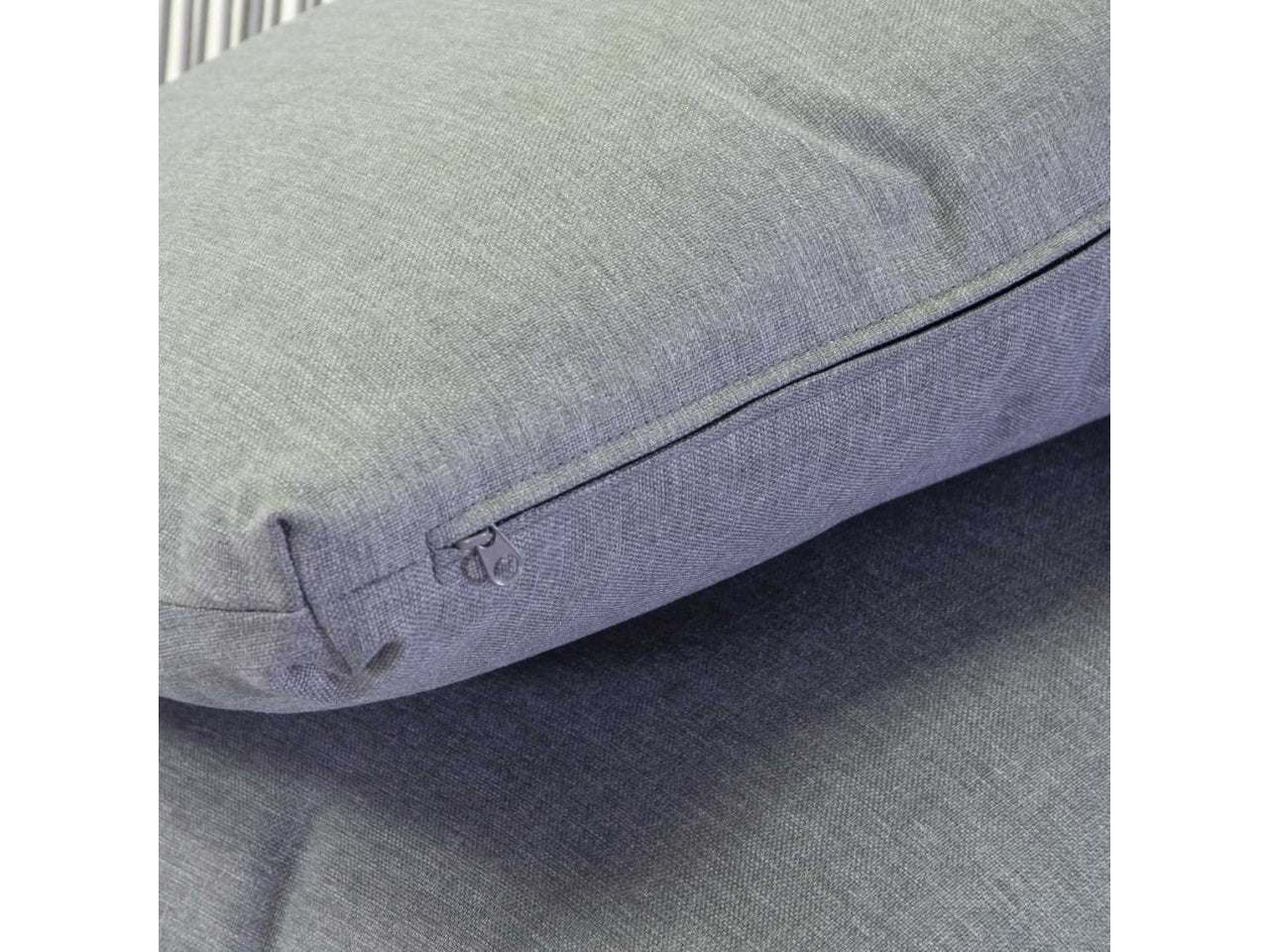 Set da giardino in alluminio bianco, moderno con cuscini grigio antracite - 2 poltrone + divano 2 posti + tavolino vetro - Vacchetti
