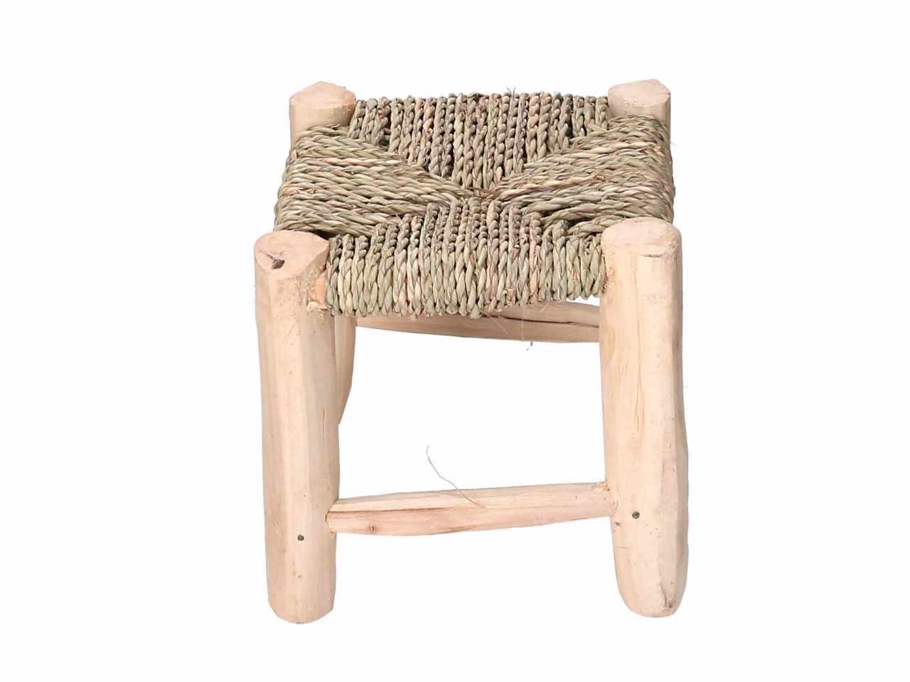 Tris di sgabelli in legno impagliato quadrati 22x22xh.22cm 30x30xh.34cm 41x41xh.45cm