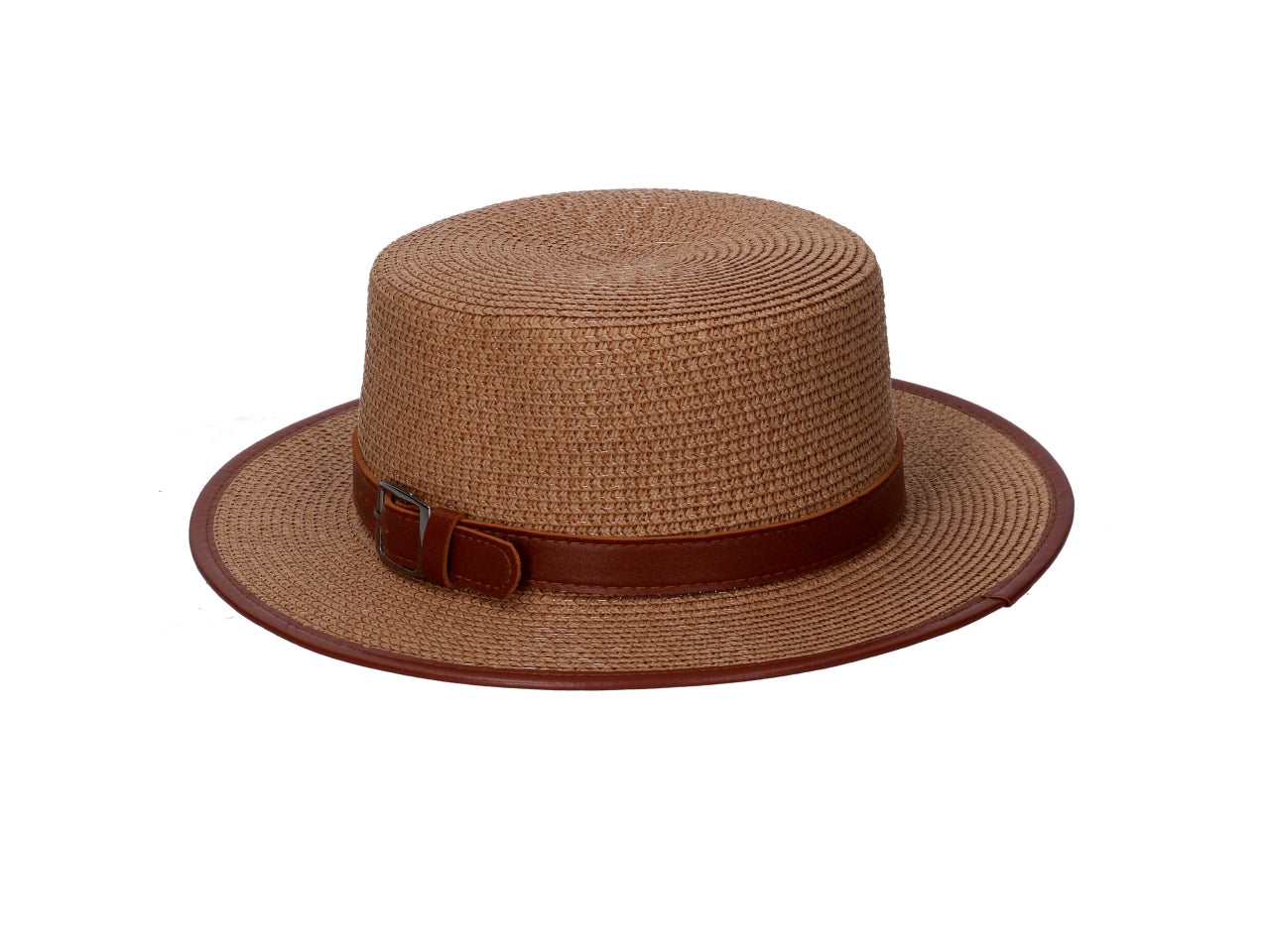 cappello mare donna adulto in carta e poliestere con fibbia e finiture in similpelle - regolabile con fascia a strappo - ampia falda 7 cm - assortimento 3 colori - d.33cm h.10cm - Vacchetti