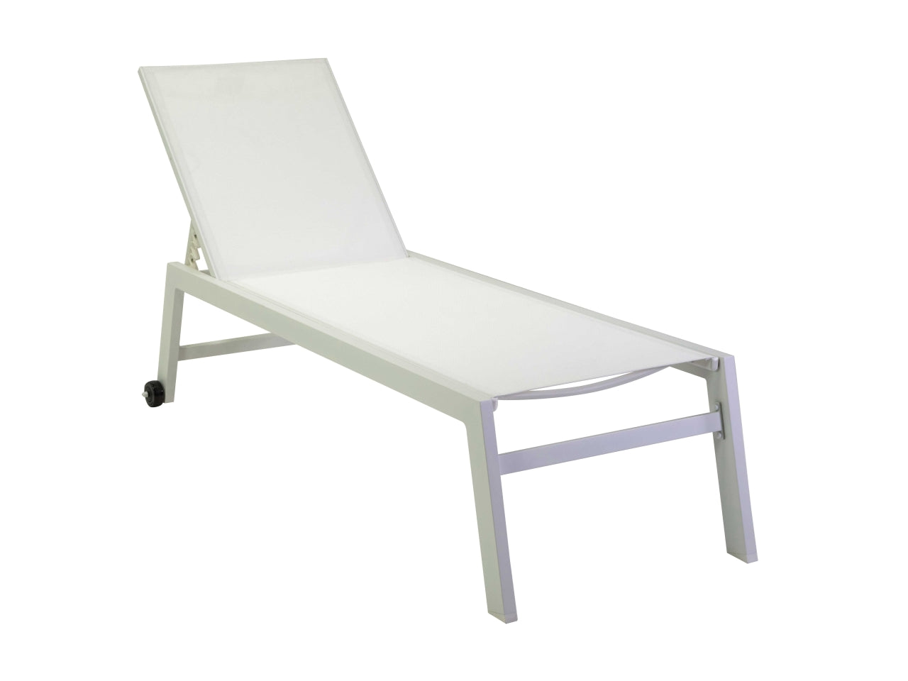 Lettino da giardino in alluminio e tessuto bianco con schienale reclinabile stile moderno - 191x65x42,5 cm - Vacchetti