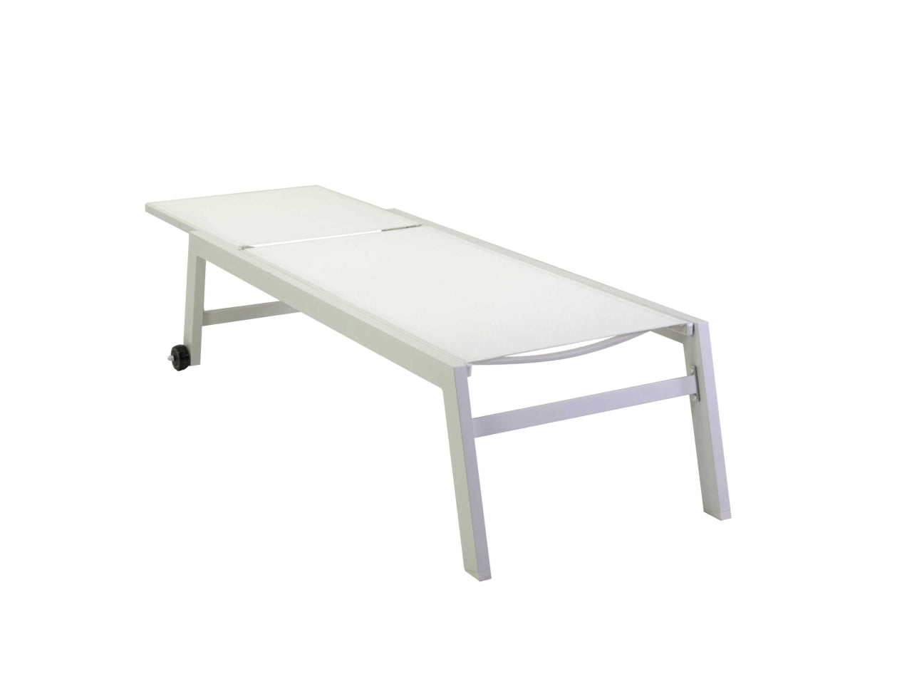 Lettino da giardino in alluminio e tessuto bianco con schienale reclinabile stile moderno - 191x65x42,5 cm - Vacchetti