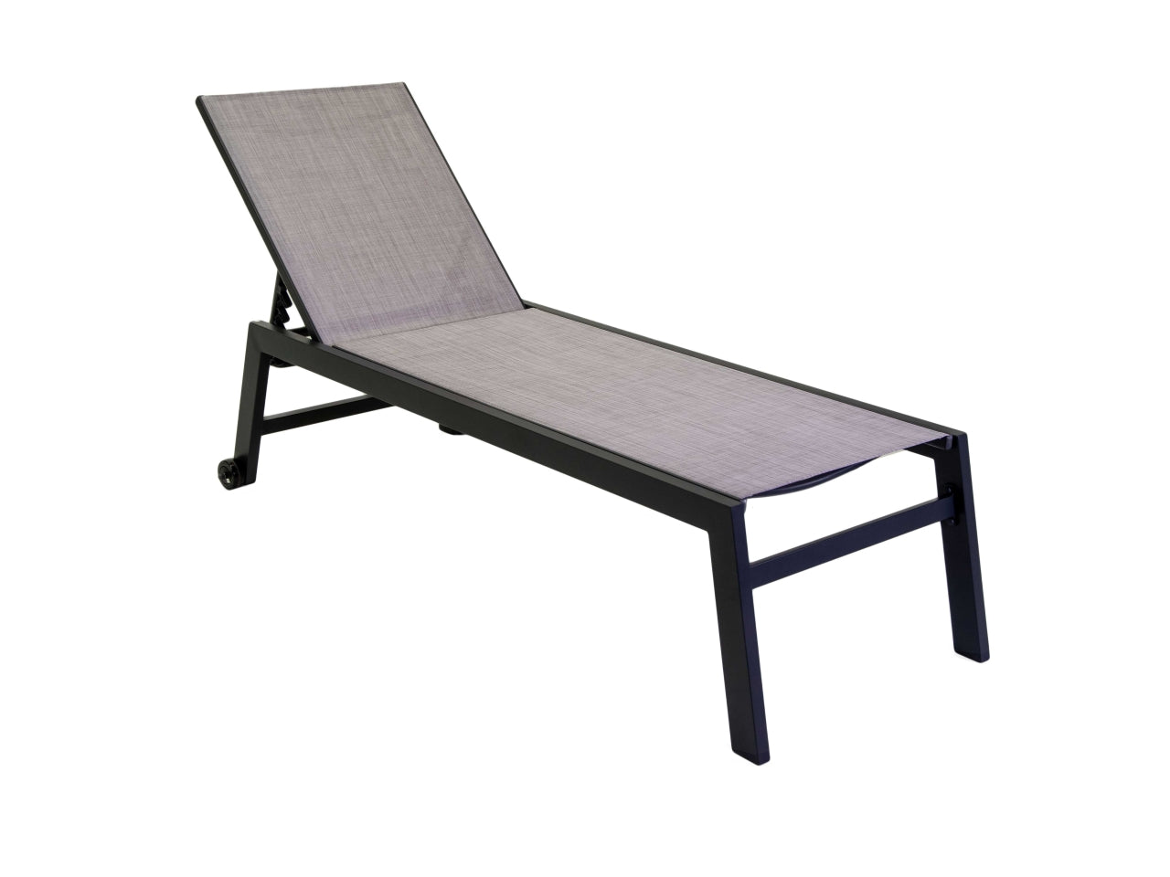 Lettino da giardino in alluminio e tessuto grigio antracite con schienale reclinabile stile moderno - 191x65x42,5 cm - Vacchetti