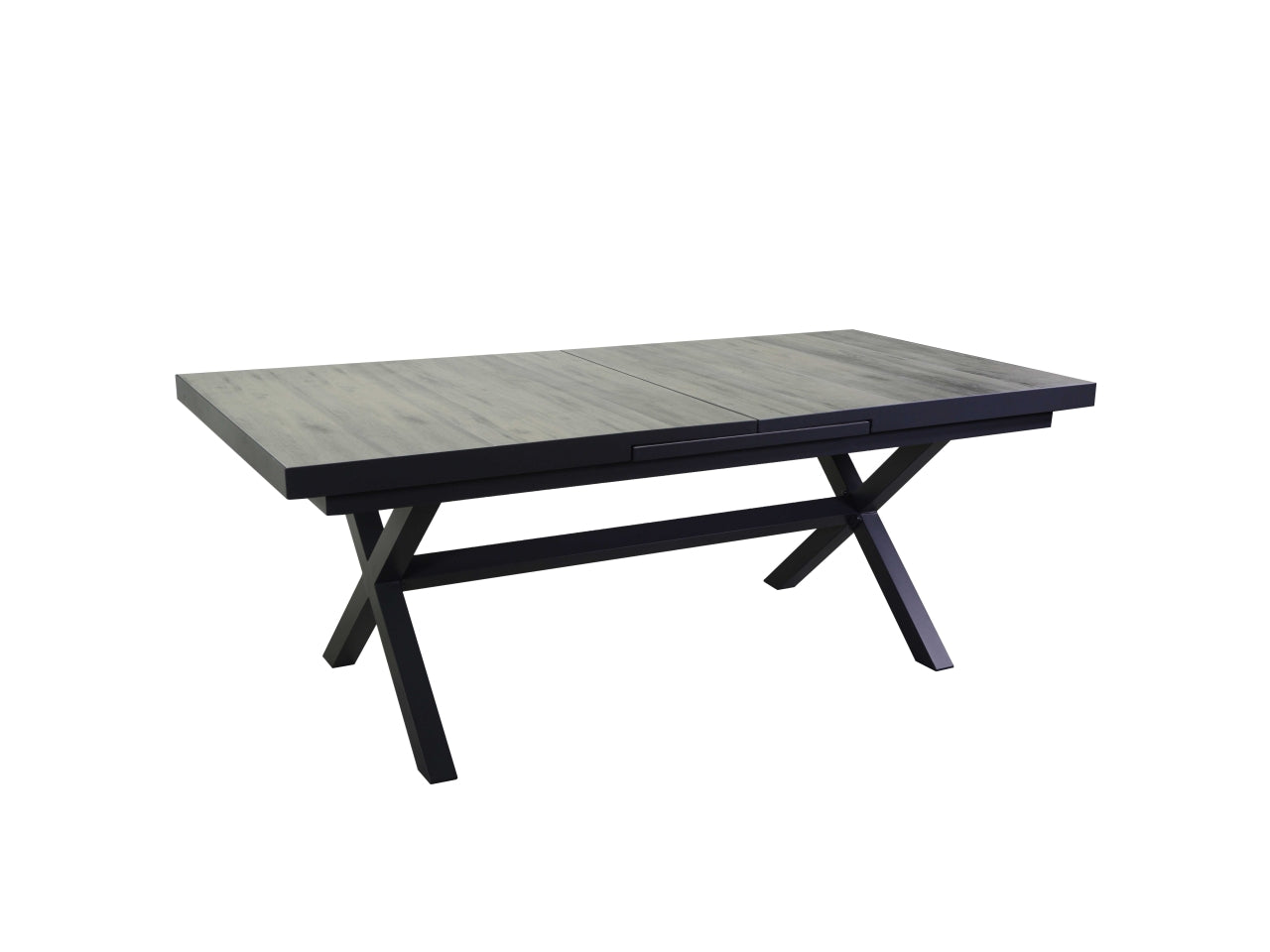 Tavolo da pranzo allungabile per esterno in alluminio, grigio antracite moderno, con 13 mattonelle in ceramica - l.200/260cm w.100cm h.75cm - Vacchetti