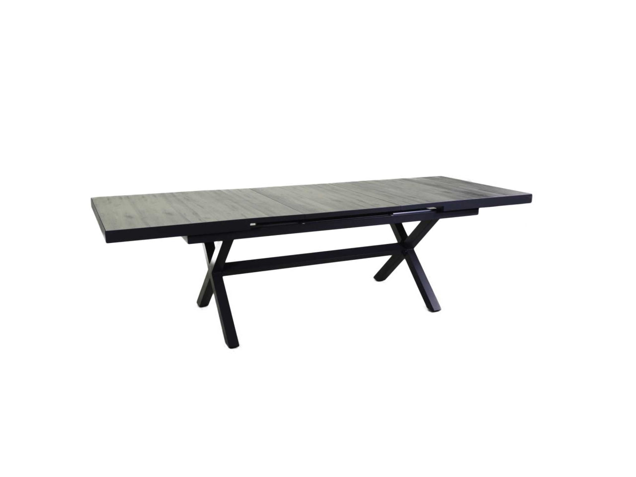 Tavolo da pranzo allungabile per esterno in alluminio, grigio antracite moderno, con 13 mattonelle in ceramica - l.200/260cm w.100cm h.75cm - Vacchetti