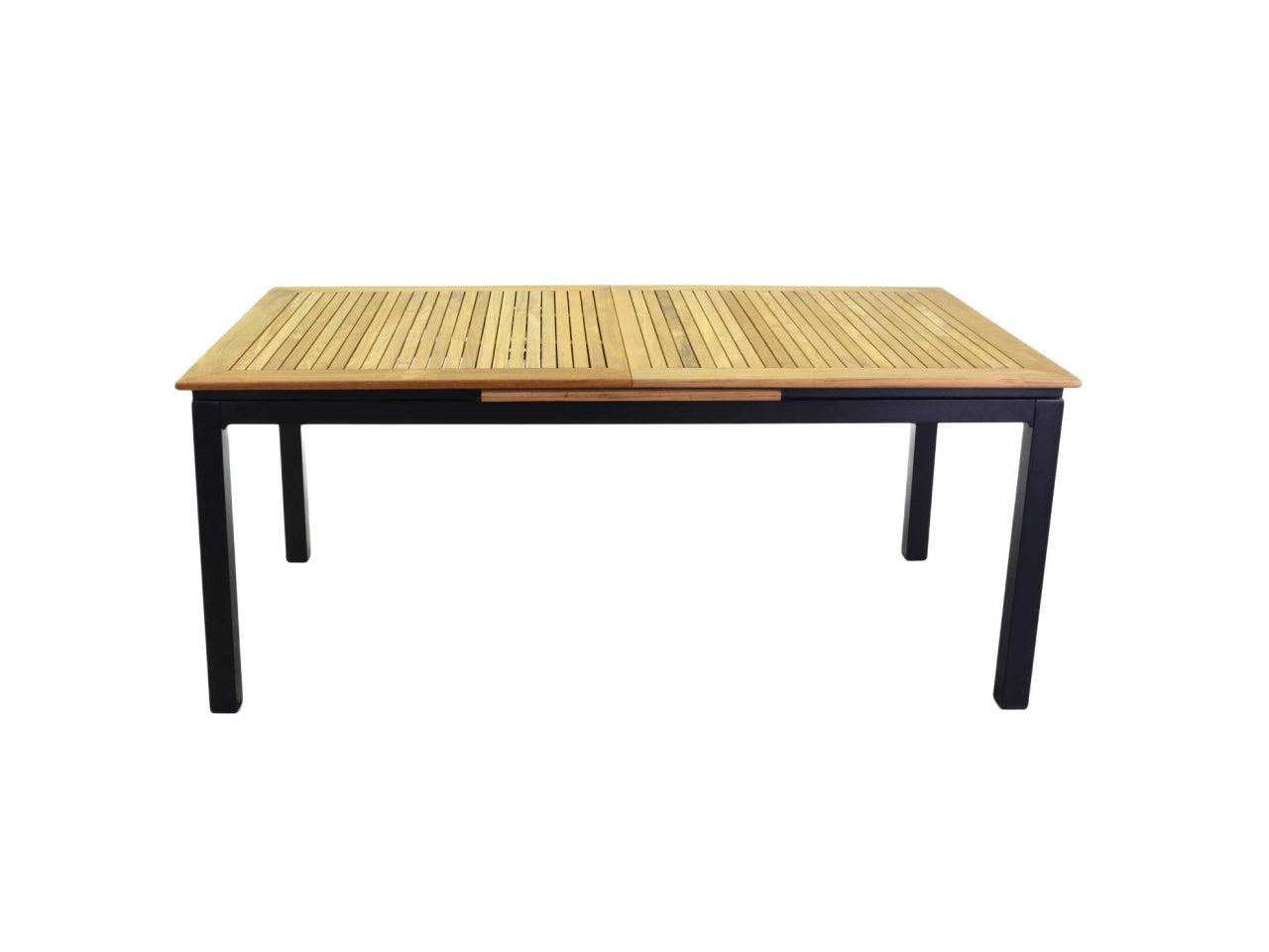 Tavolo da pranzo da esterno allungabile in alluminio e legno top teak colore antracite stile moderno 180/240x100x76 cm - Vacchetti