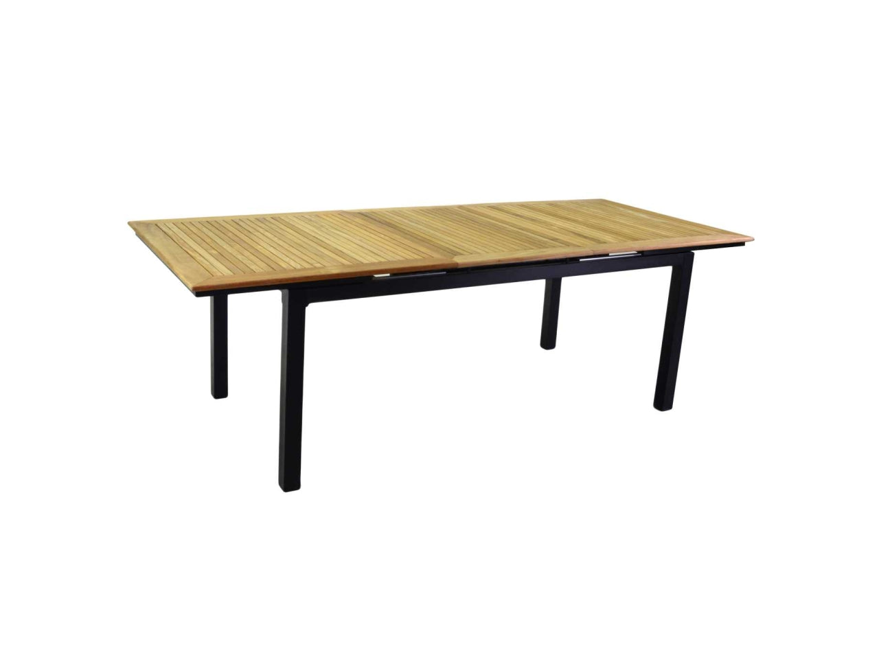 Tavolo da pranzo da esterno allungabile in alluminio e legno top teak colore antracite stile moderno 180/240x100x76 cm - Vacchetti