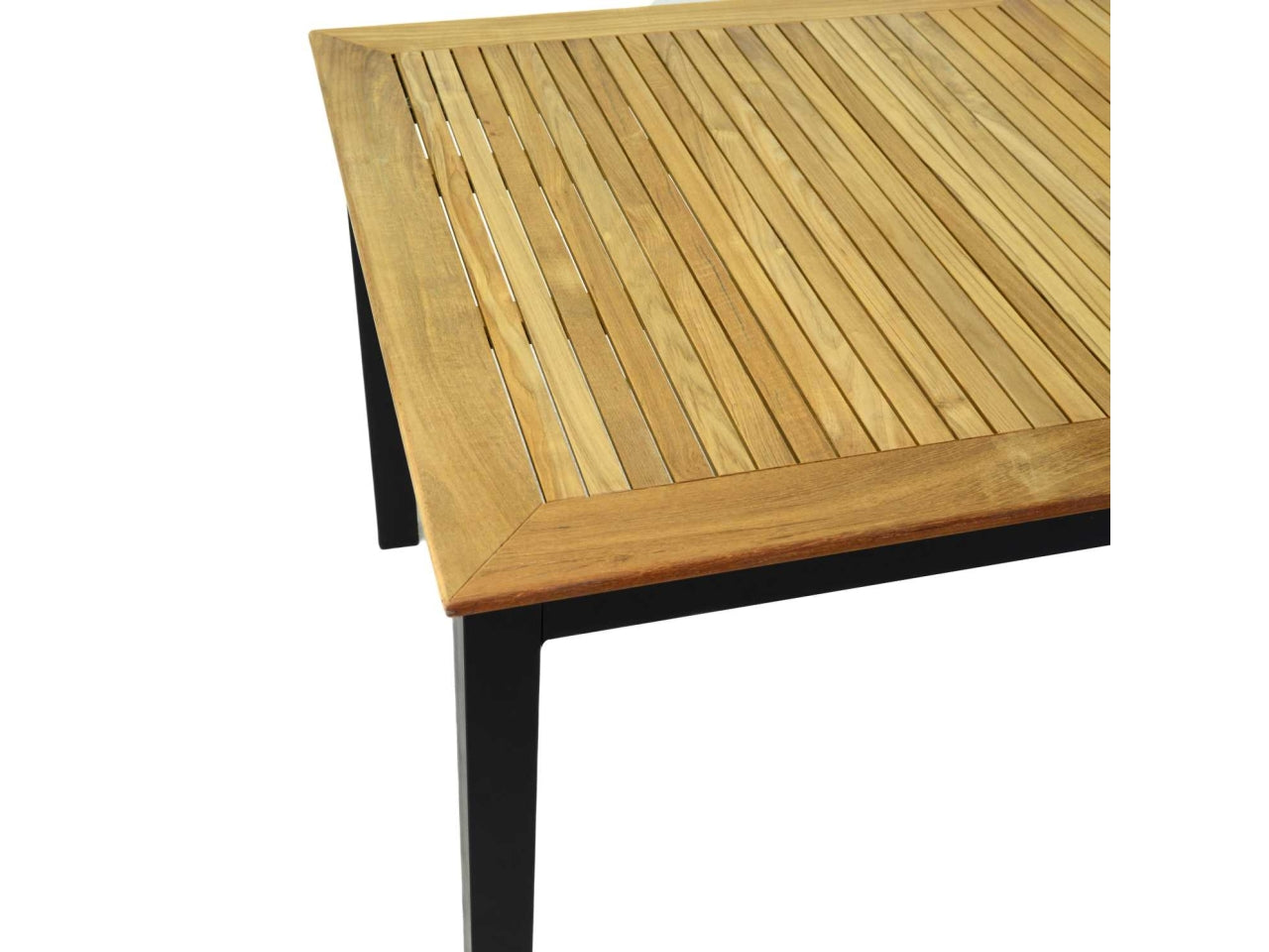 Tavolo da pranzo da esterno allungabile in alluminio e legno top teak colore antracite stile moderno 180/240x100x76 cm - Vacchetti