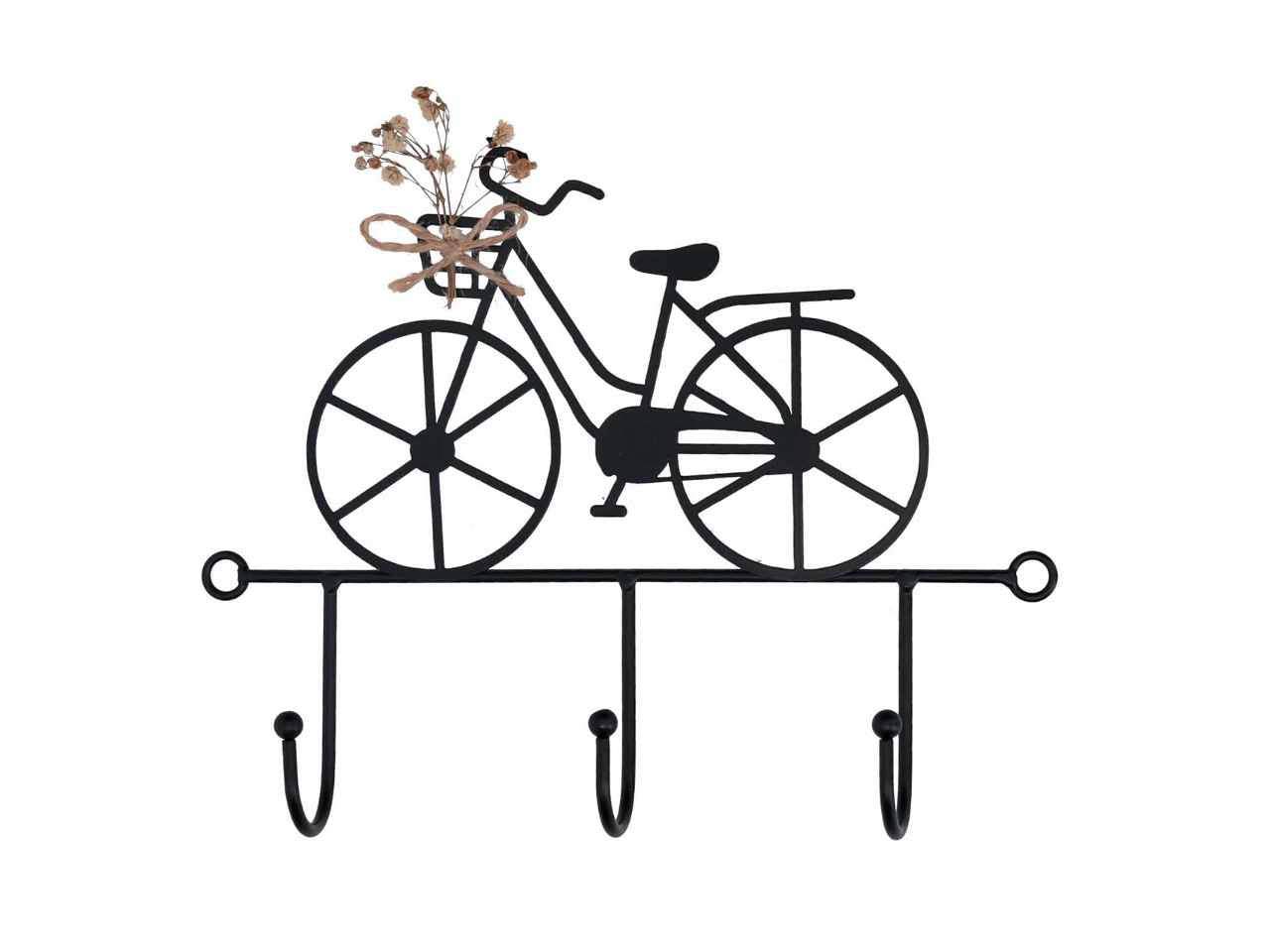 Appendino in metallo a forma di bicicletta colore nero 24x4x21cm