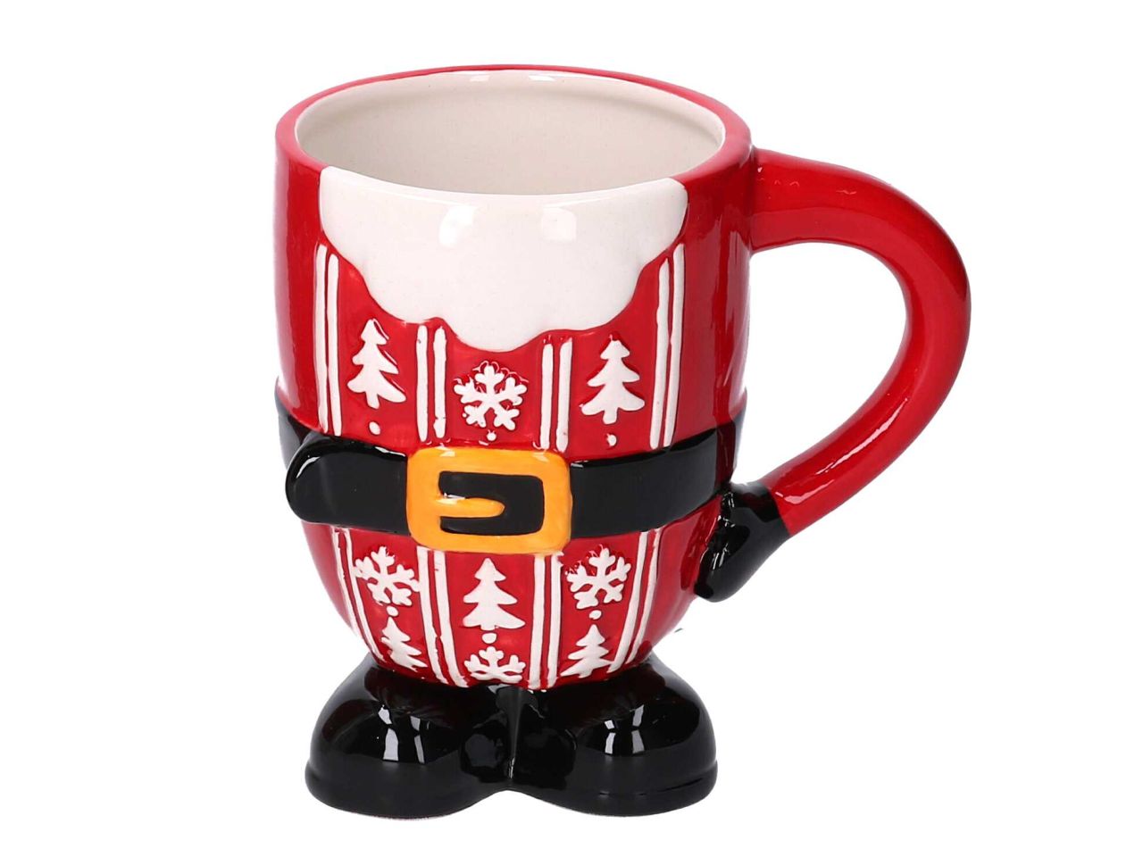 Tazza mug in ceramica con piedi e decori bianchi misura 14x10xh.13,5cm