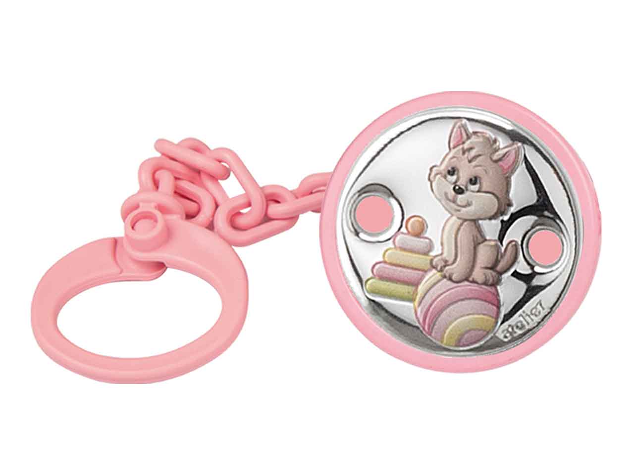Pinza ciuccio gattino gomitolo rosa ae0428/r