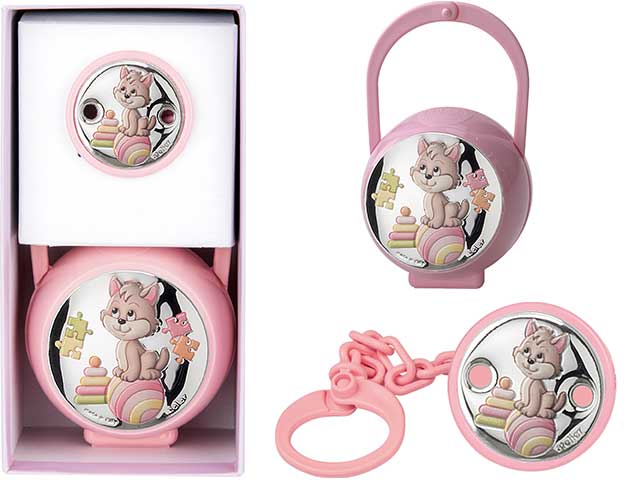 Pinza+sc.ciuccio gattino rosa ae0448/r