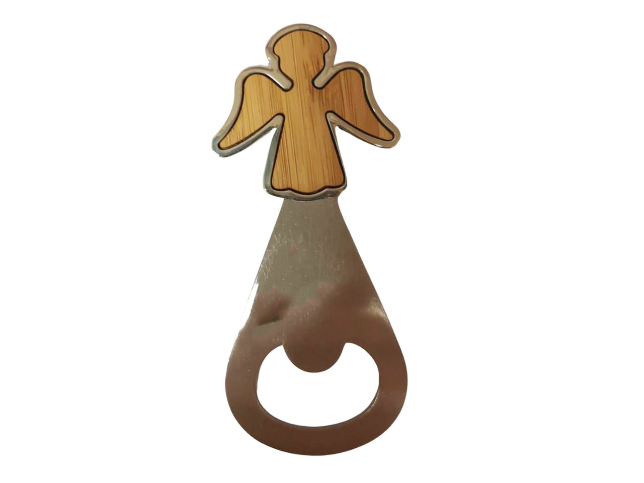 Apri-bottiglia angelo legno acciaio 4,5x10cm