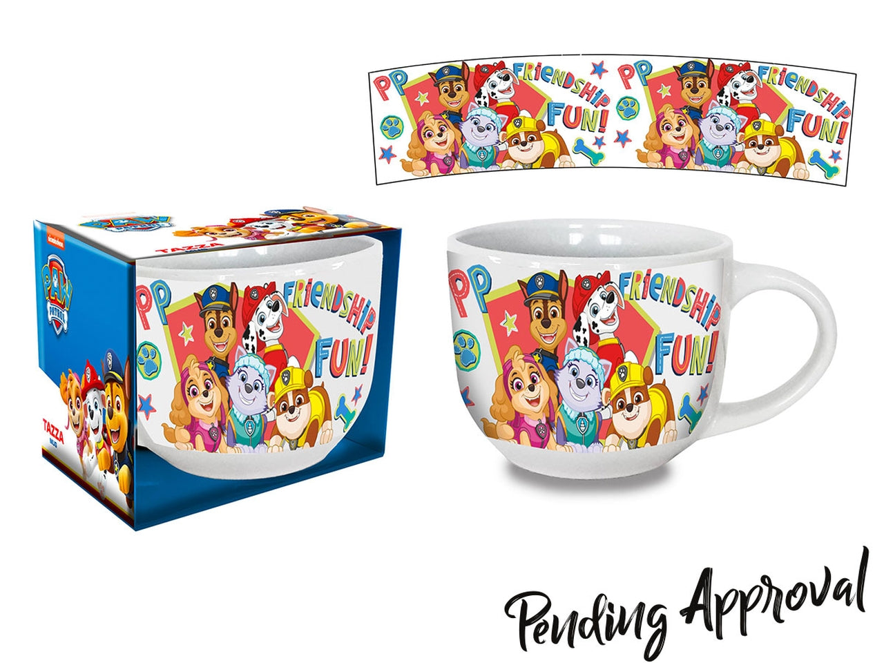Tazza mug colazione in ceramica multicolor Paw Patrol per bambino, utilizzabile in microonde e lavabile in lavastoviglie, 380 ml - 10x8 cm- Coriex