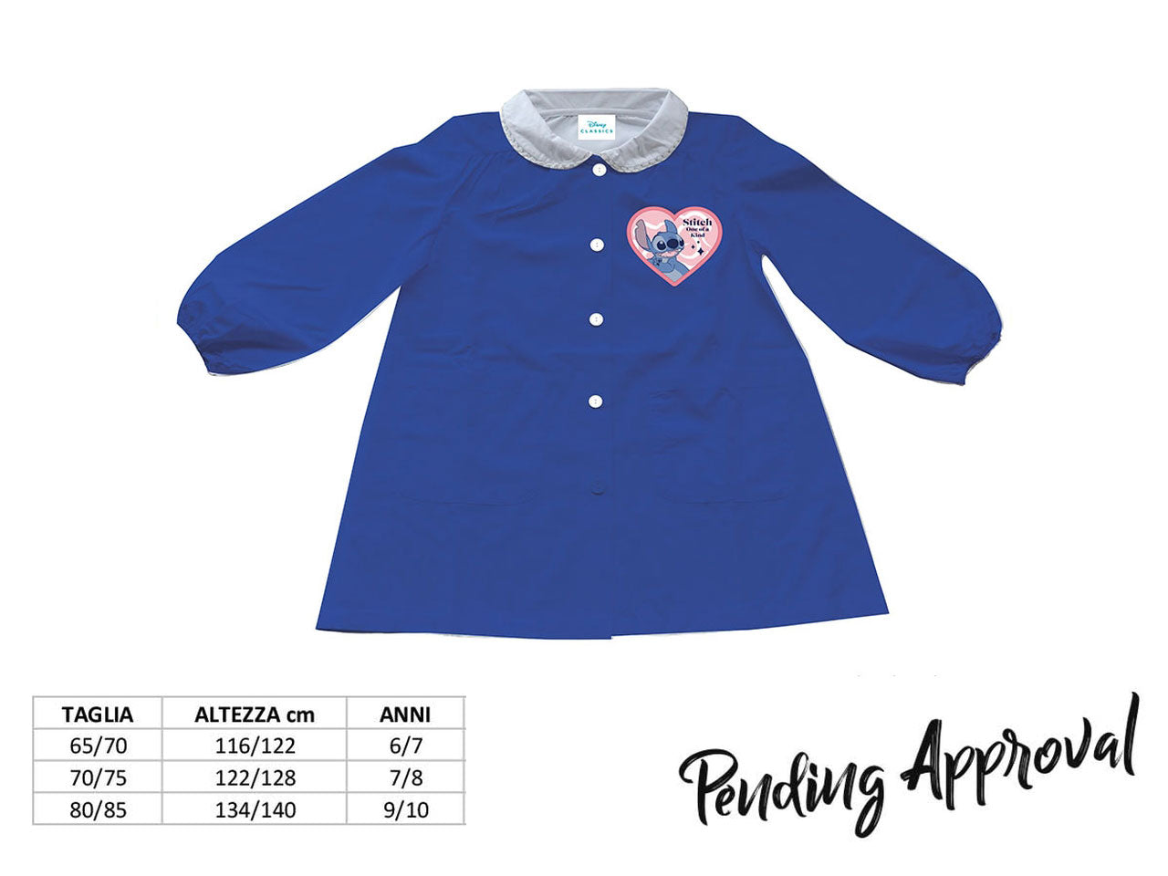 Grembiule scuola Stitch in poliestere e viscosa blu per bambine - Coriex