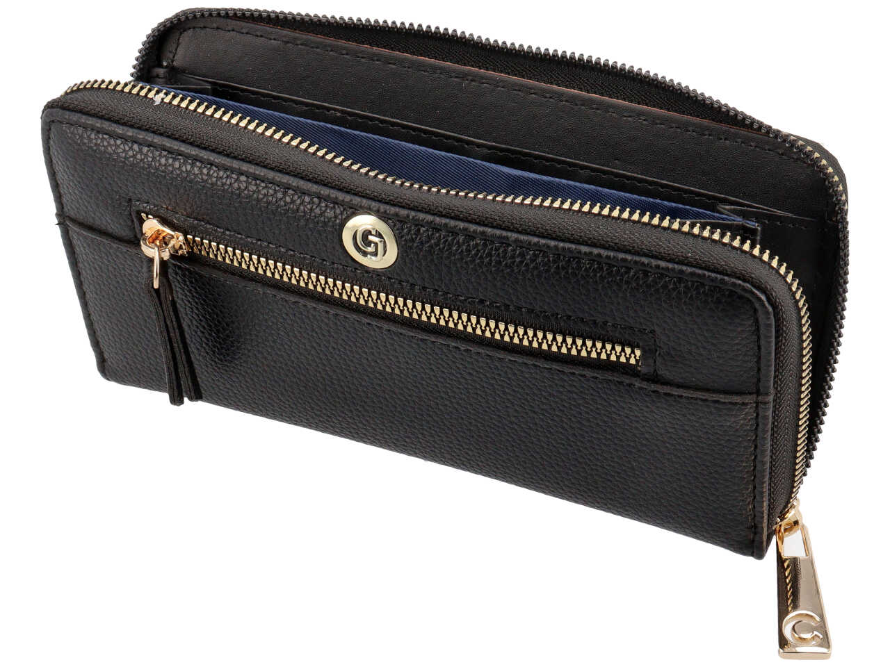 Portamonete zip around first collection nero 100% polyurethane