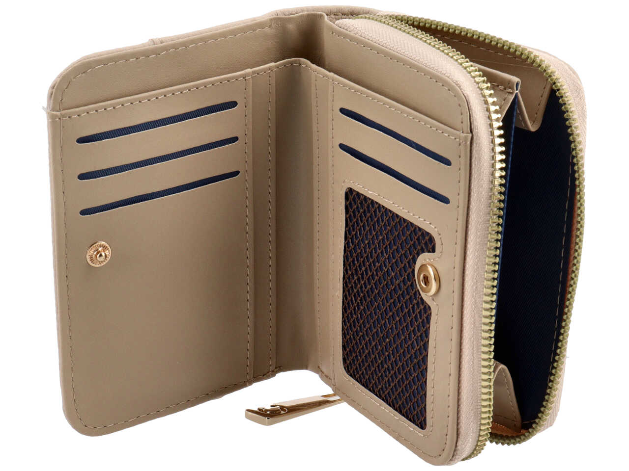 Portafoglio zip around bifold piccolo first collection beige 100% polyurethane