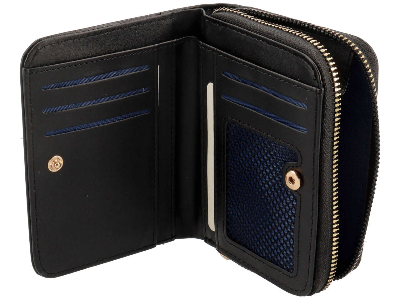 Portafoglio zip around bifold piccolo stella collection nero 100% polyurethane