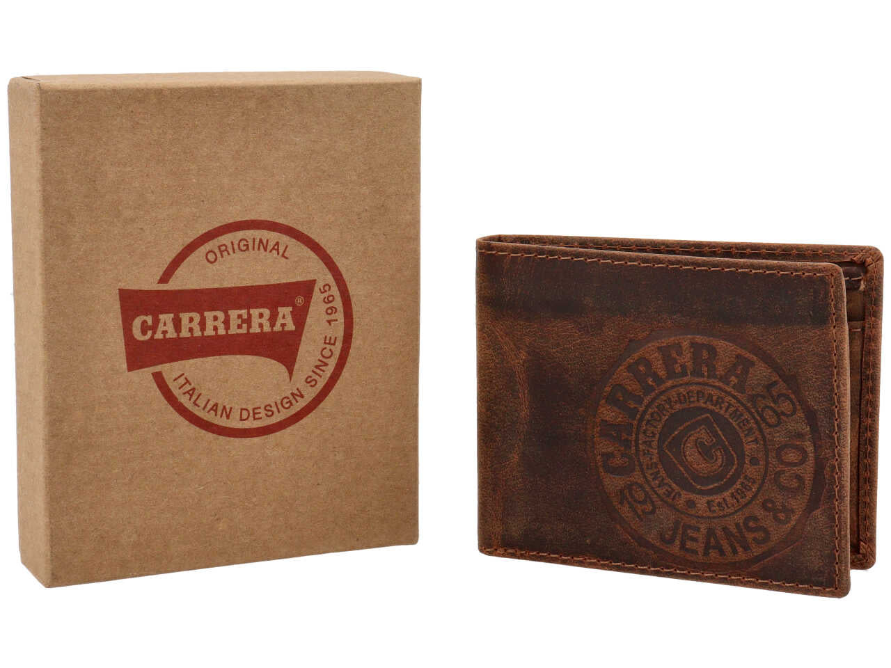 Portafoglio bifold orizzontale con portamonete brazil collection marrone scuro 100% pelle