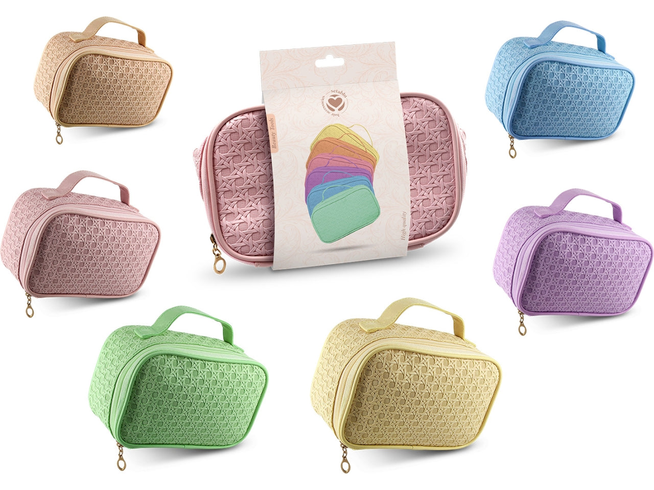 Borsello a trama intrecciata bauletto in vari colori